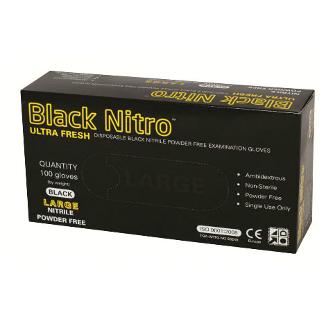 Black Nitrile Gloves Powder Free Pkt 100