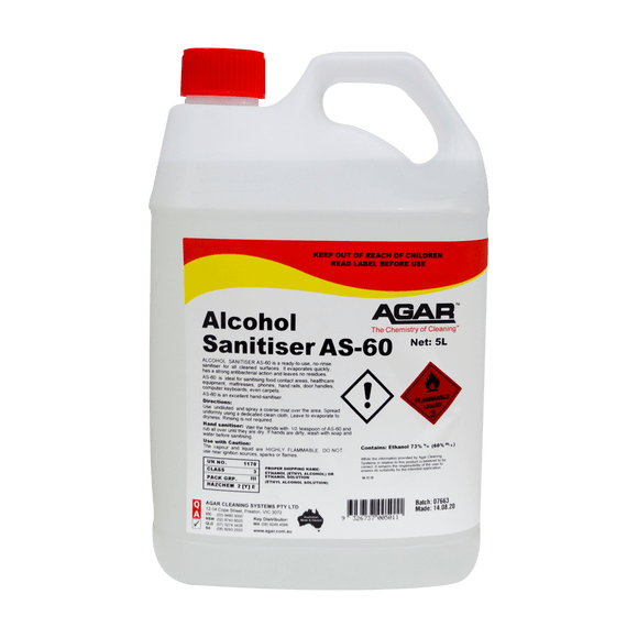 Agar AS60 Alcohol Sanitiser 5L