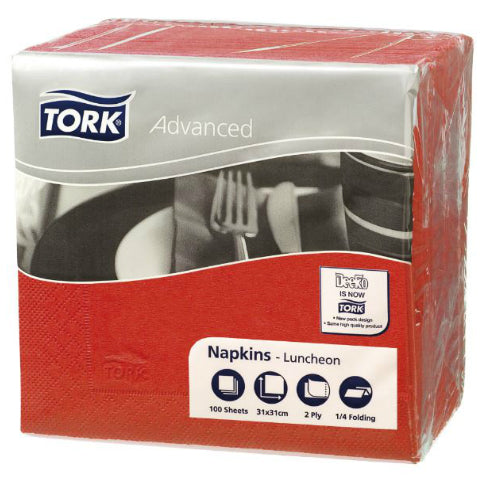 Tork 2 Ply Luncheon Serviette Red Carton18x100