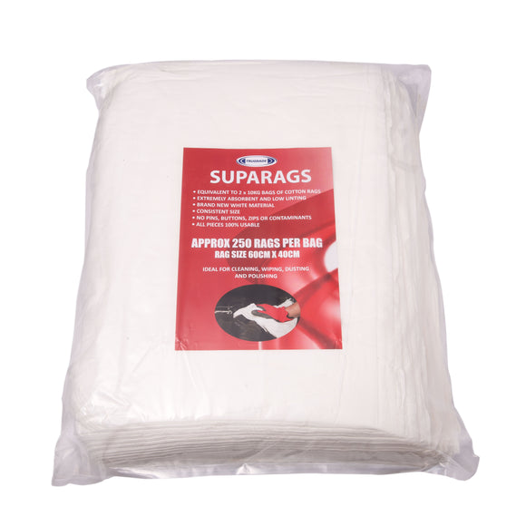 SUPARAGS- WHITE COTTON RAG ALTERNATIVE 60CM X 40CM