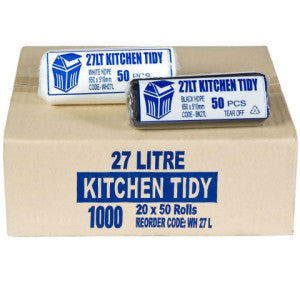 27L Bin Liner White Roll Carton 1000