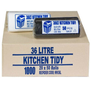 36L Bin Liner Black Roll Carton 1000